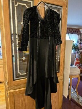 Royal Bones Black Velvet Lace High-Low Dress
